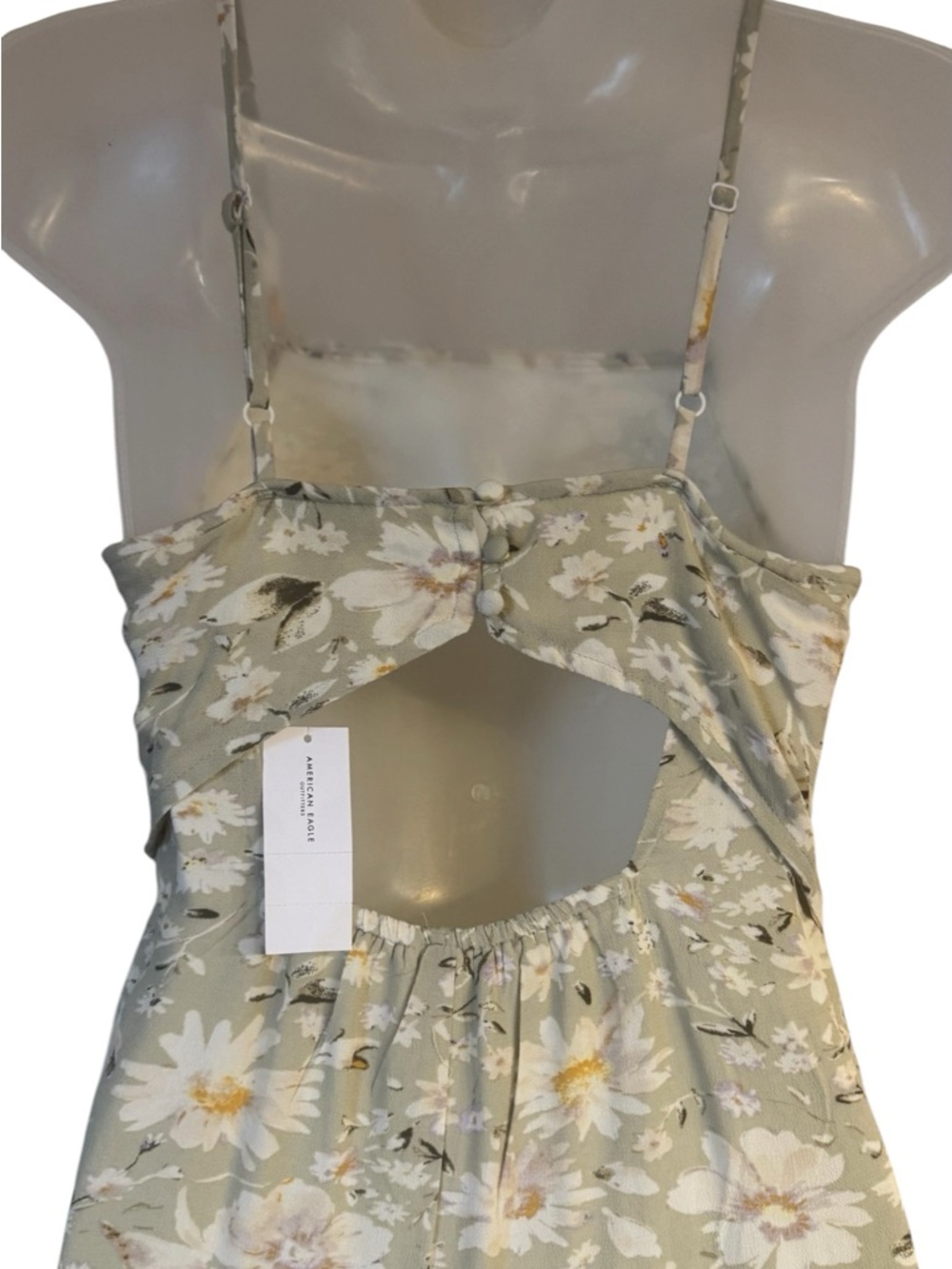 NWT American Eagle Outfitters Light Sage Green Floral  Dress XSMALL   #CL - Picture 7 of 11